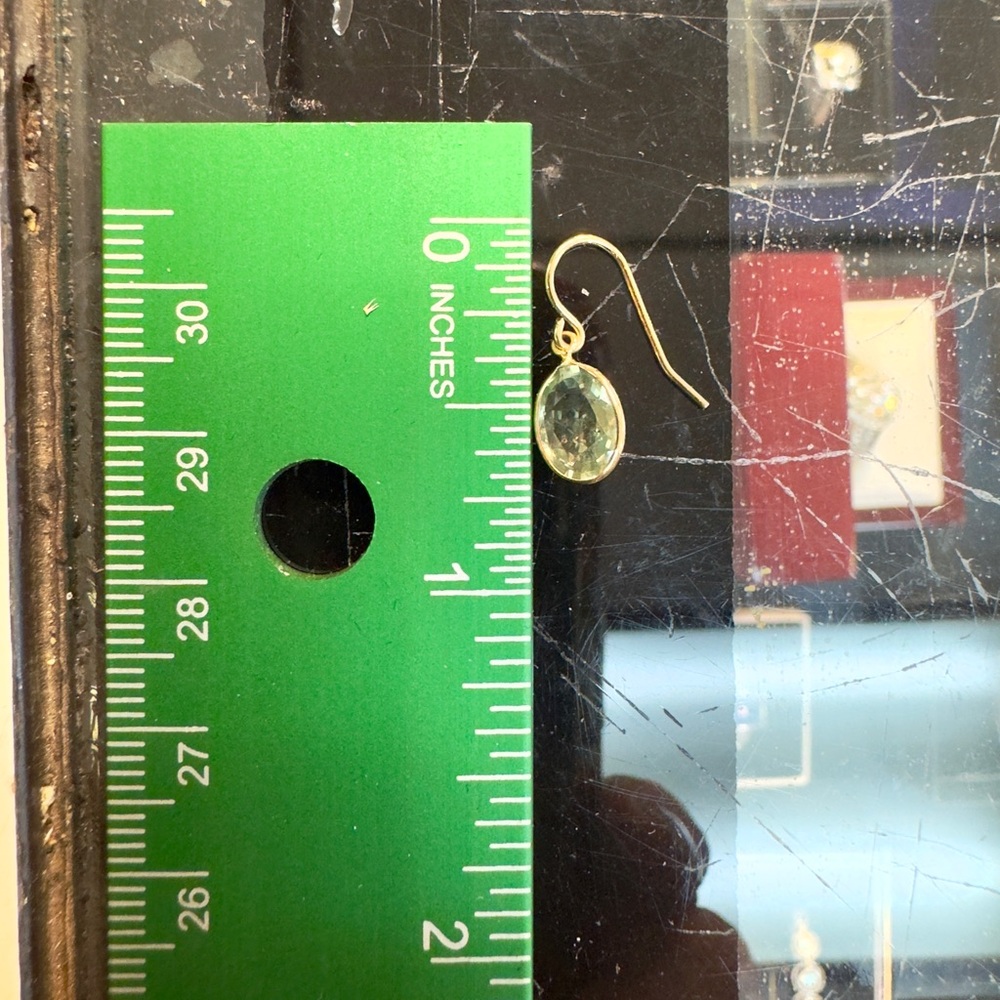 Custom Gold Green Sapphire Dangle Earrings - Picture 4 of 8